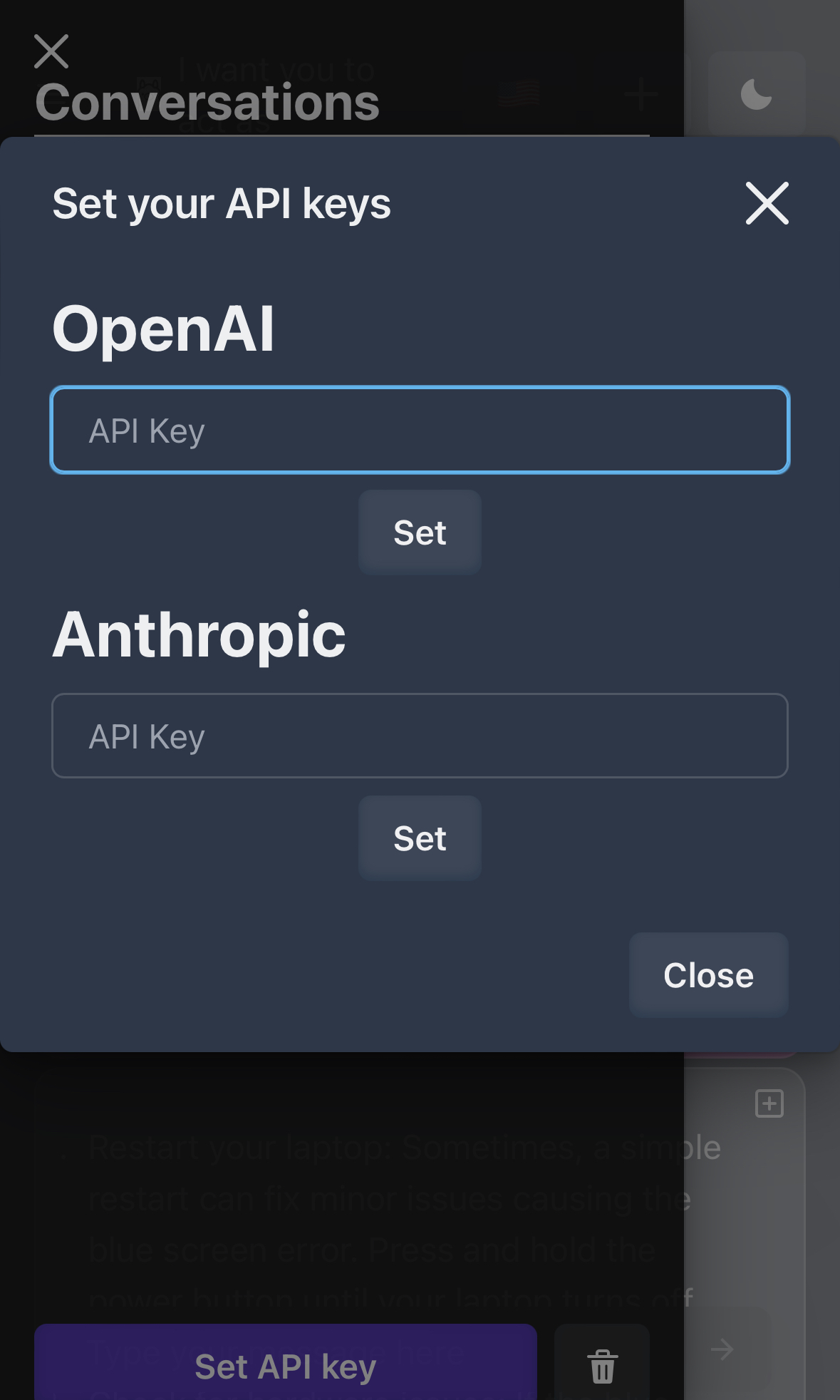 Set your API keys.